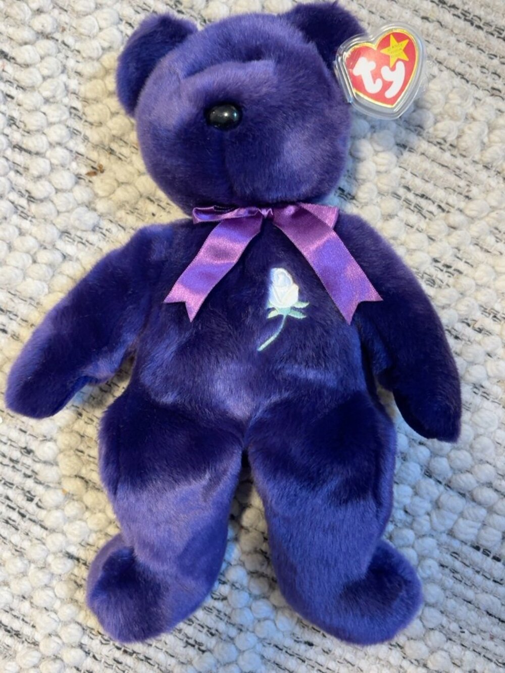 Ty Beanie Buddy Princess Diana Bear 1998 Purple 14" PE Pellets Original Tag